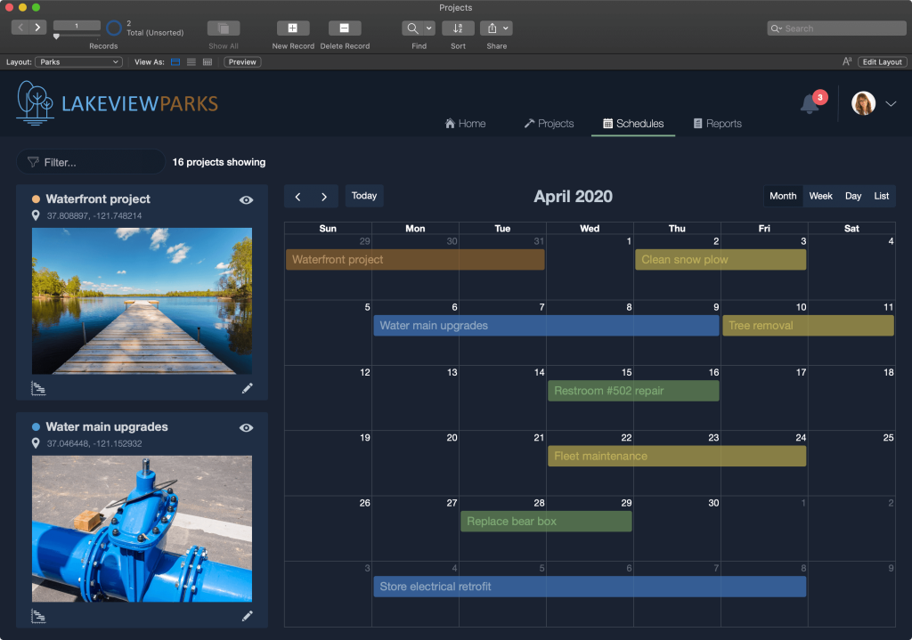 FileMaker user interface