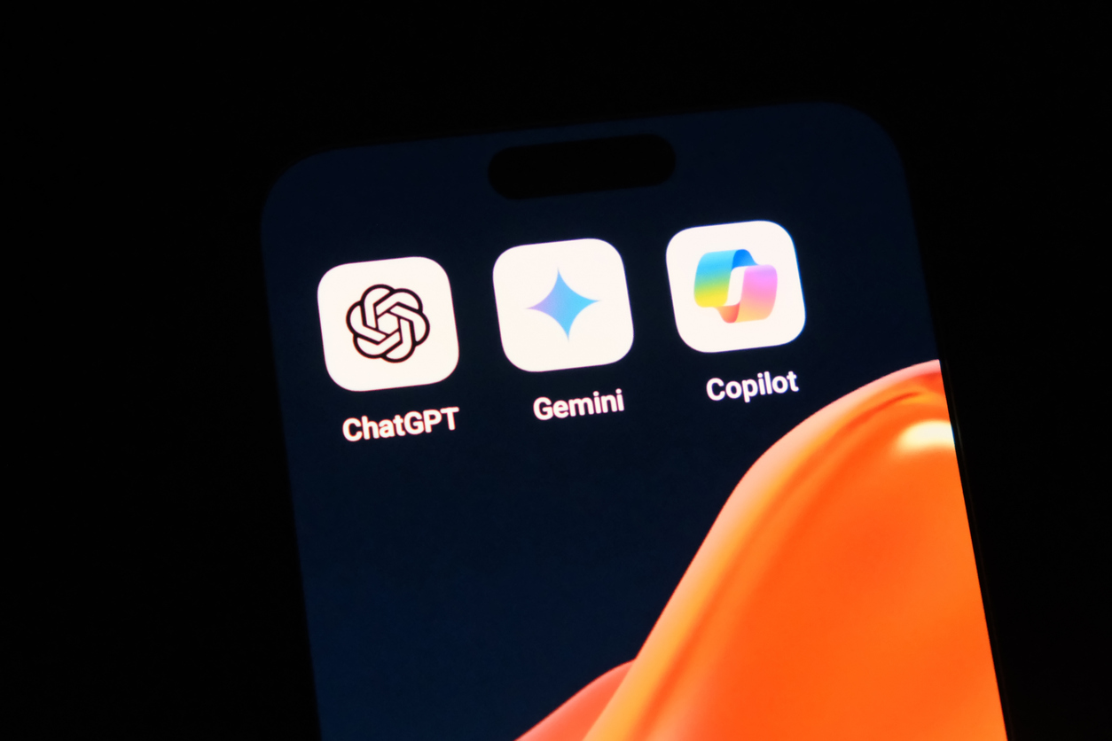 google gemini, openai chatgpt and microsoft copilot app icon on phone screen