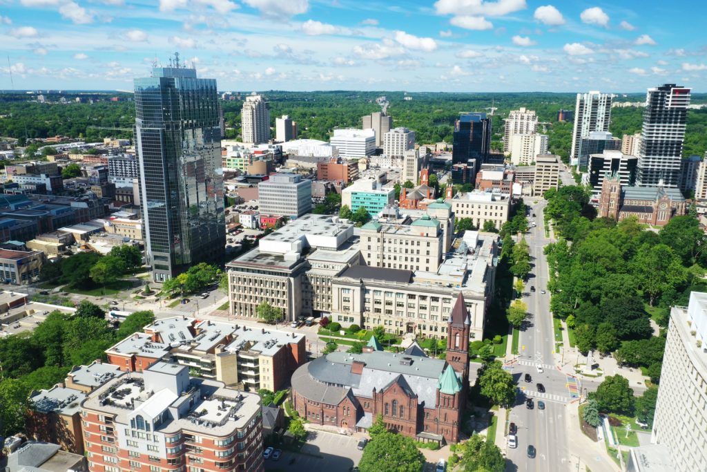 Aerial scene of London, Ontario, Canada in late spring Custom software London